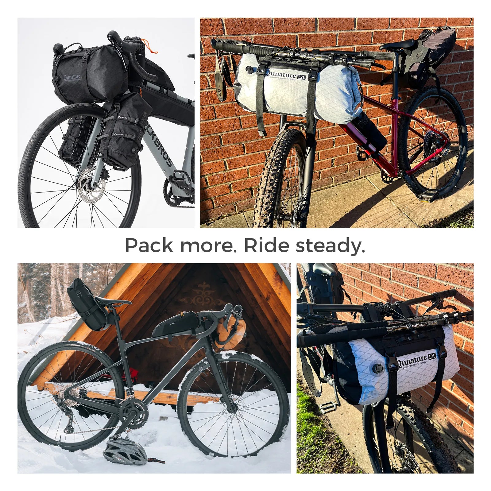 Qunature waterproof bikepacking compression dry bag for cycling, bike touring, and camping adventures