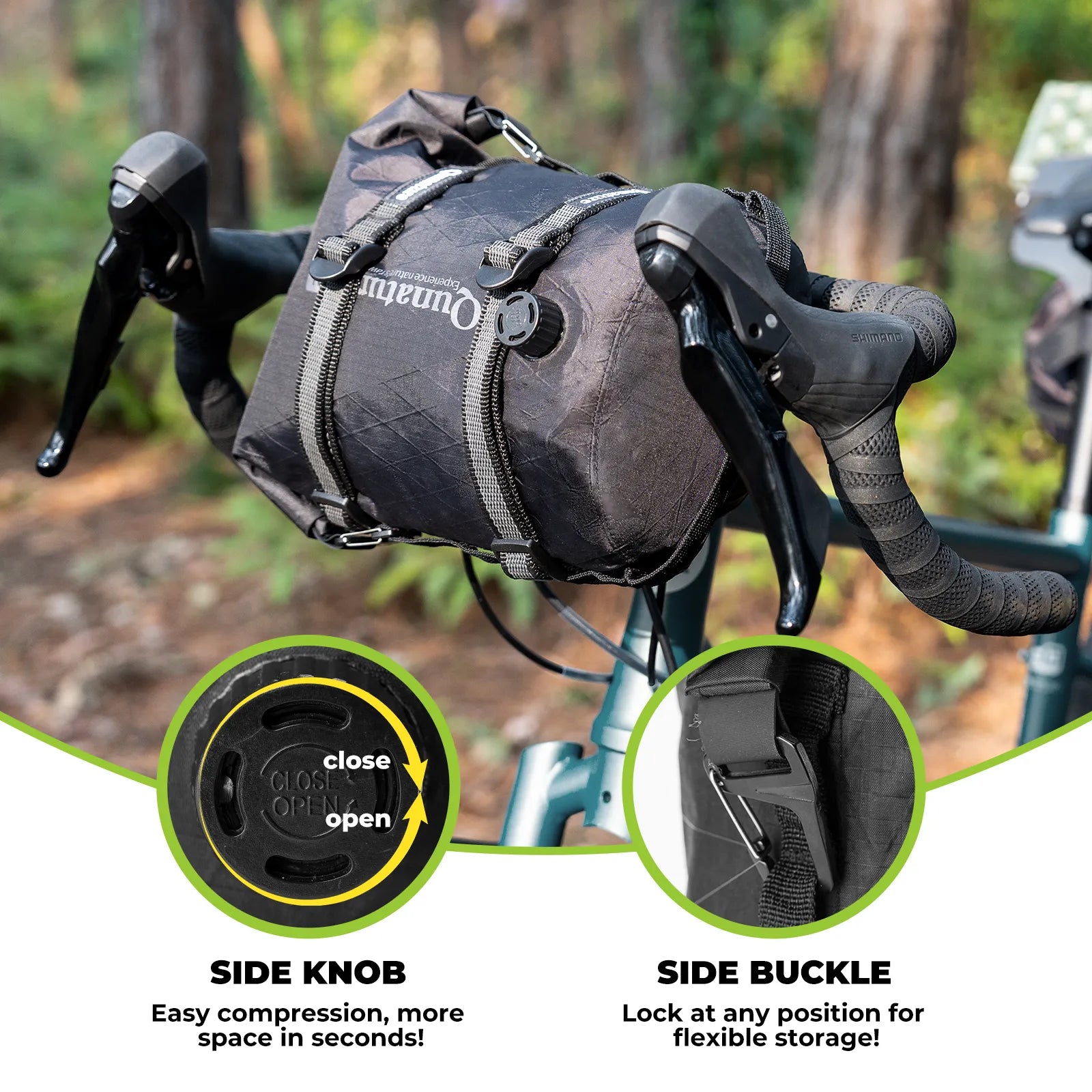 Qunature waterproof bikepacking compression dry bag for cycling, bike touring, and camping adventures