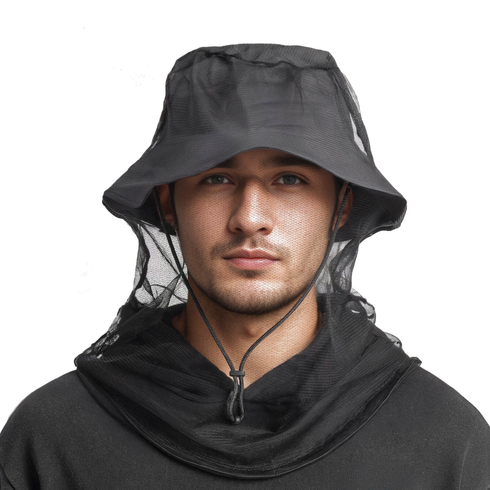 Qunature mosquito head net mesh with ultra-fine fabric for 360-degree insect protection during outdoor camping.