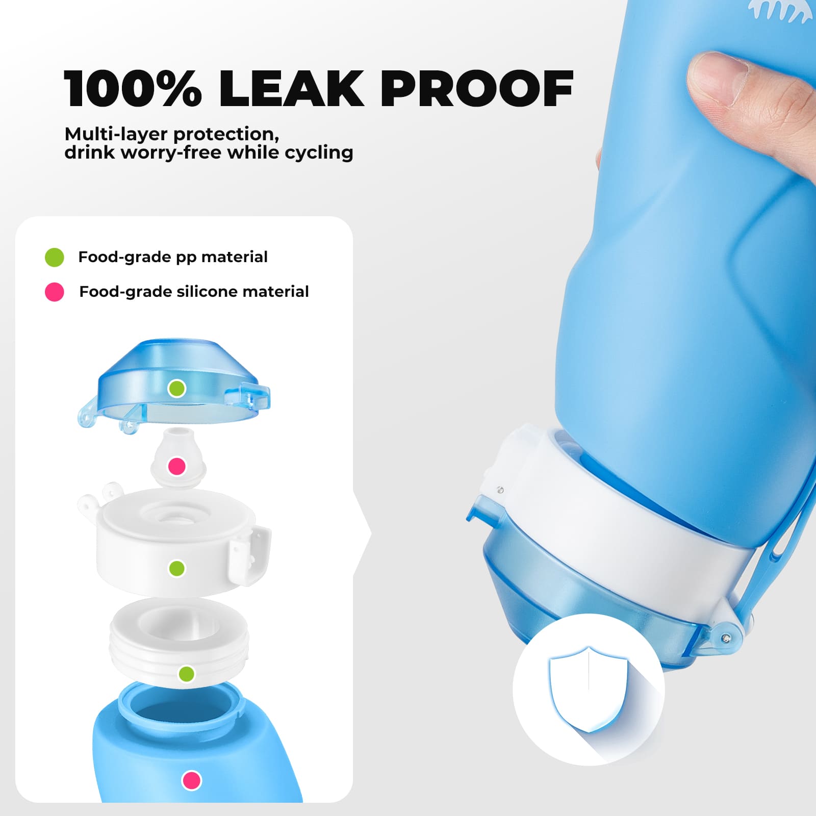 Qunature collapsible silicone water bottle with angled spout leak-proof portable design for cycling