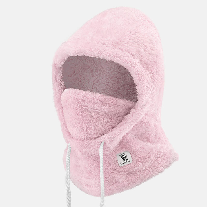 Qunature Fleece Balaclava Hood for skiing, 3-in-1 thermal head, face, and neck warmer for winter outdoor sports
#Color_Pink
