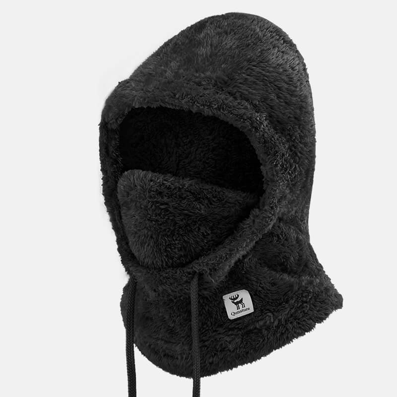 Qunature Fleece Balaclava Hood for skiing, 3-in-1 thermal head, face, and neck warmer for winter outdoor sports
#Color_Black