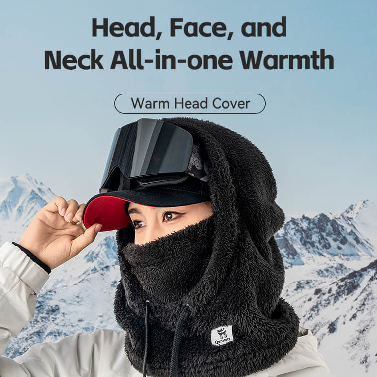 Qunature Fleece Balaclava Hood for skiing, 3-in-1 thermal head, face, and neck warmer for winter outdoor sports