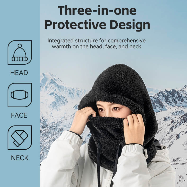 Qunature Fleece Balaclava Hood for skiing, 3-in-1 thermal head, face, and neck warmer for winter outdoor sports