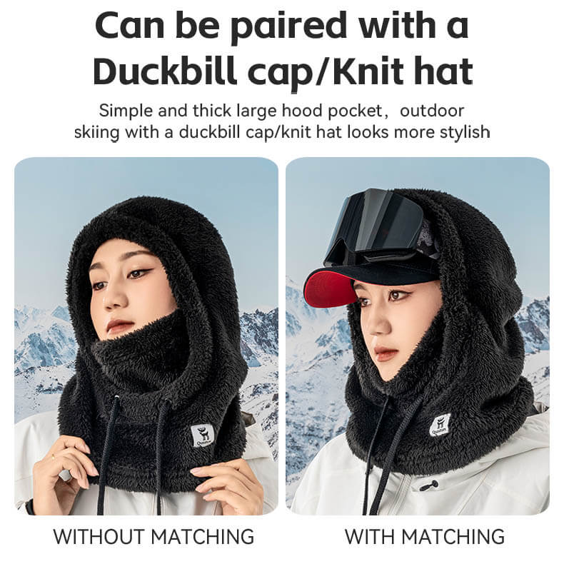 Qunature Fleece Balaclava Hood for skiing, 3-in-1 thermal head, face, and neck warmer for winter outdoor sports