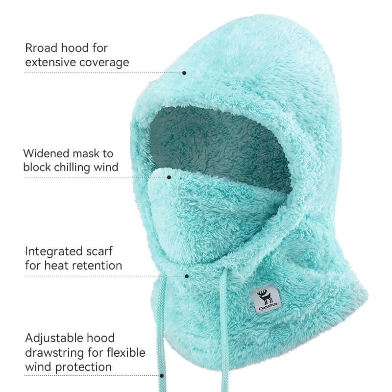 Qunature Fleece Balaclava Hood for skiing, 3-in-1 thermal head, face, and neck warmer for winter outdoor sports