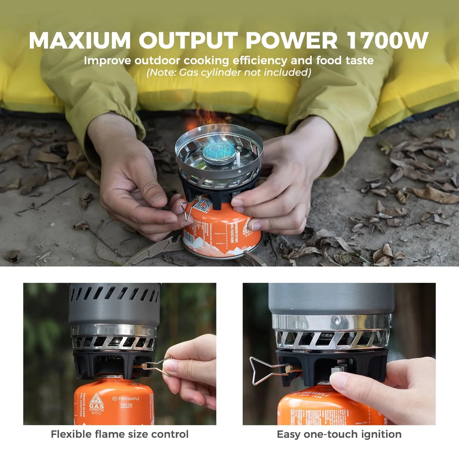 qunature integrated heat exchange camping stove system 0.6l portable 1700w cooking set for camping hiking 