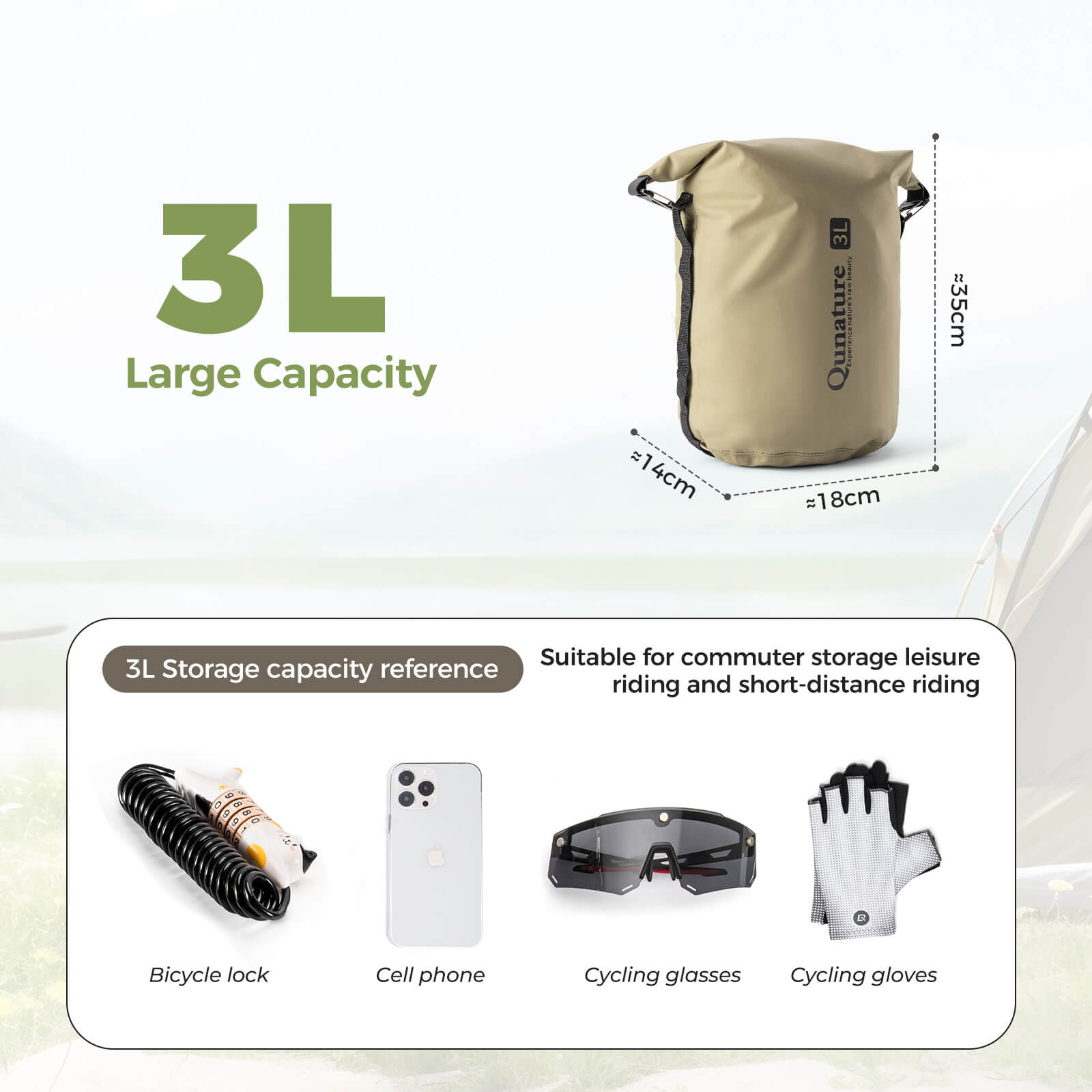 Qunature Lightweight Waterproof Compression Bag for compact outdoor gear storage.