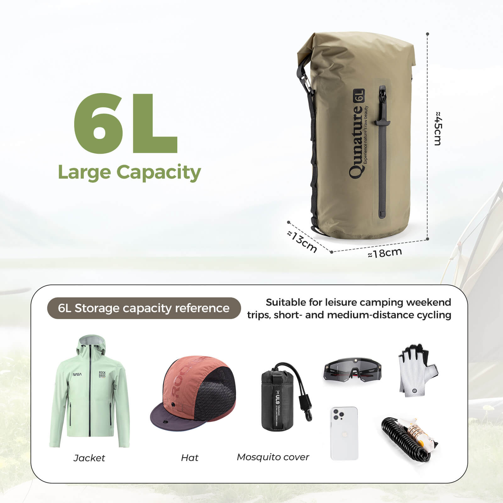 Qunature Lightweight Waterproof Compression Bag for compact outdoor gear storage.