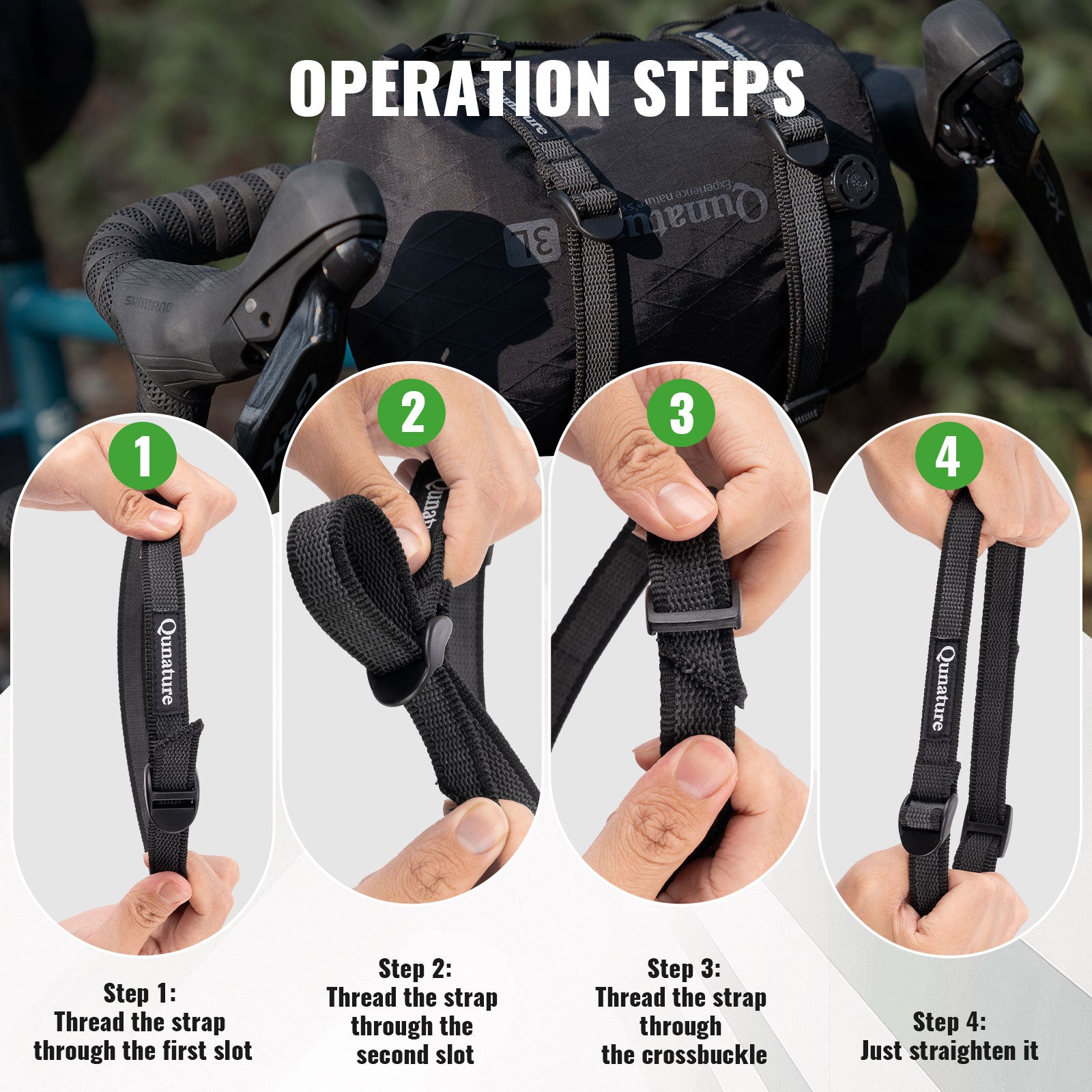 QUNATURE Multi-Purpose Durable Bicycle Cargo Straps for Cycling and Travel.