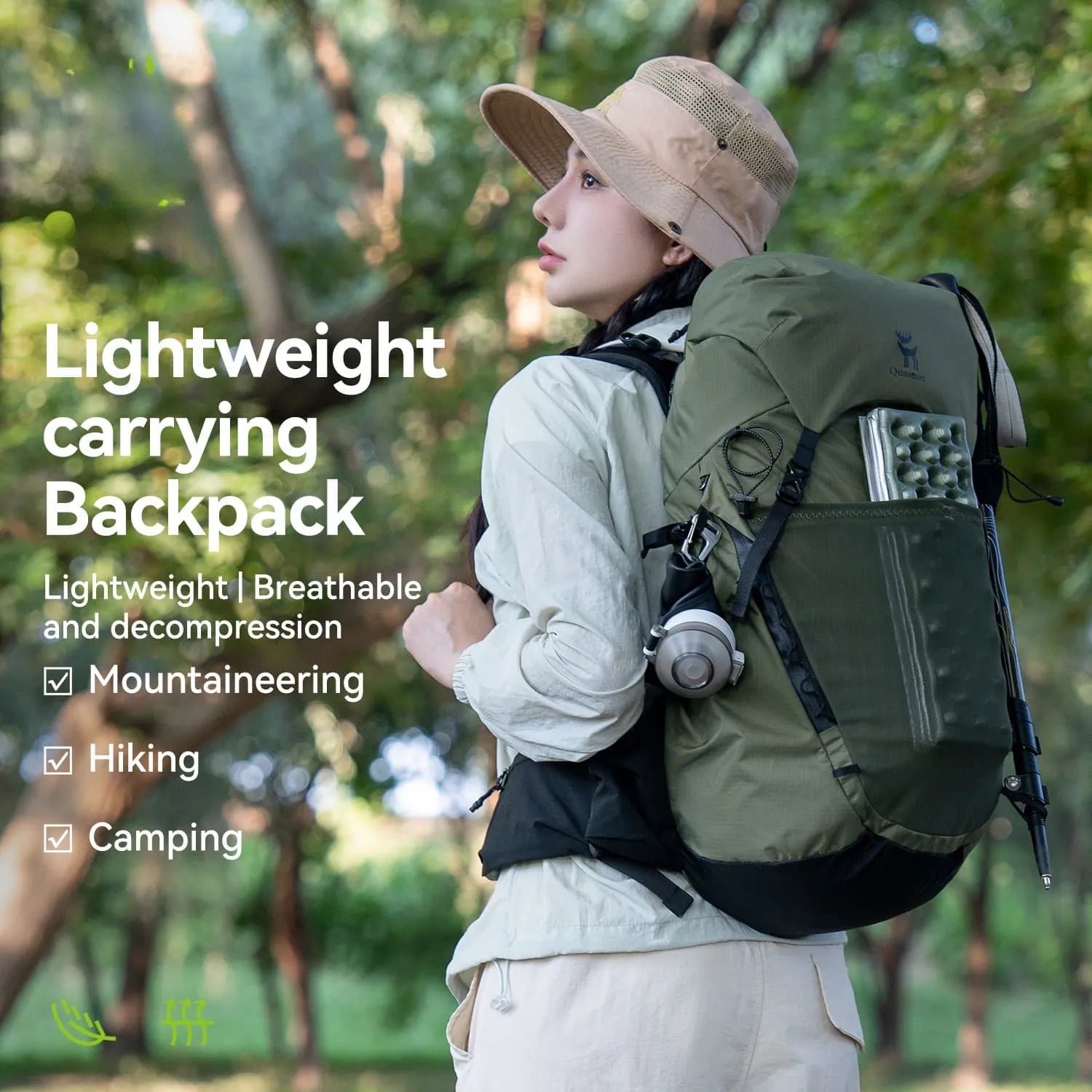 qunature outdoor lightweight hiking backpack 25l breathable ergonomic travel pack for hiking camping 