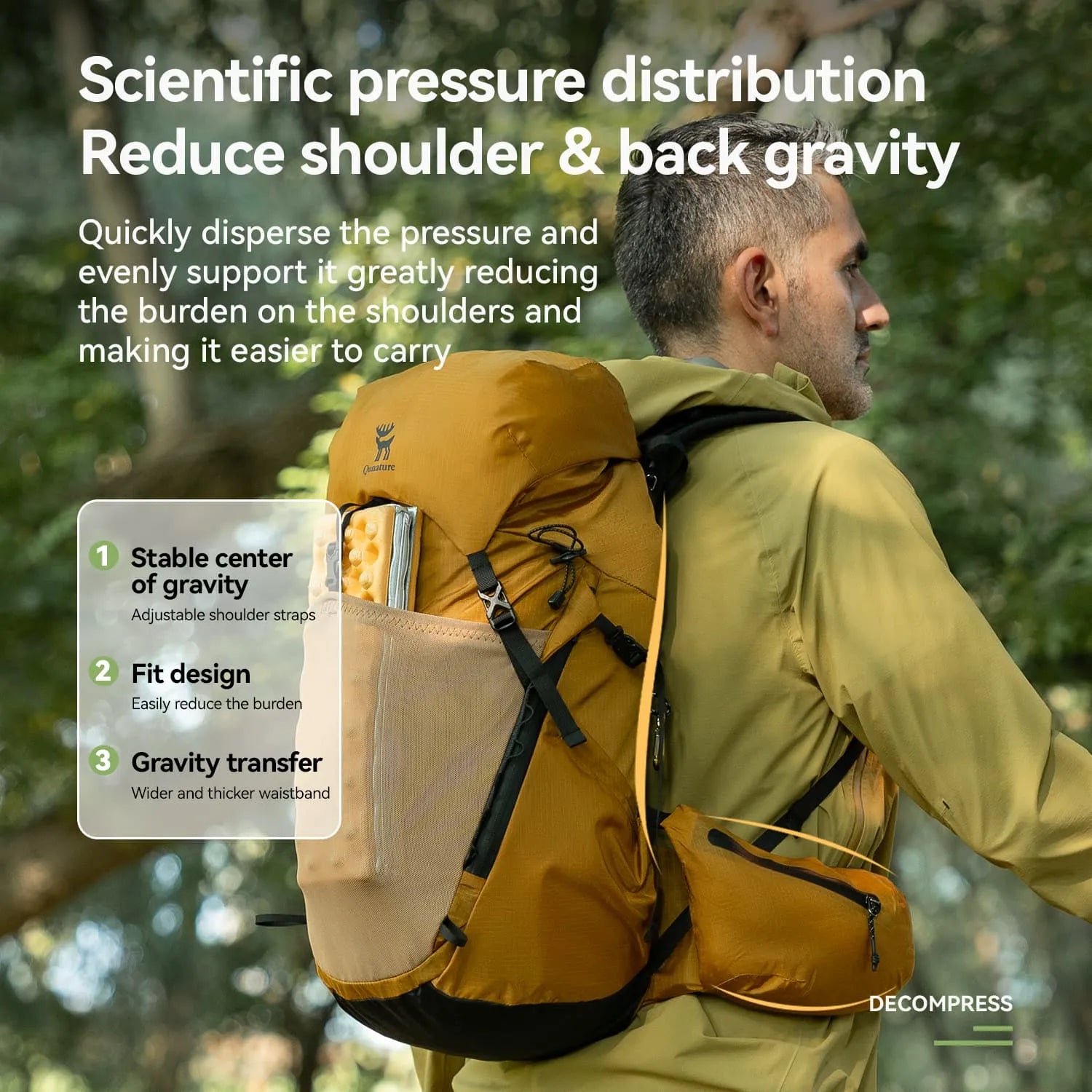 qunature outdoor lightweight hiking backpack 25l breathable ergonomic travel pack for hiking camping 