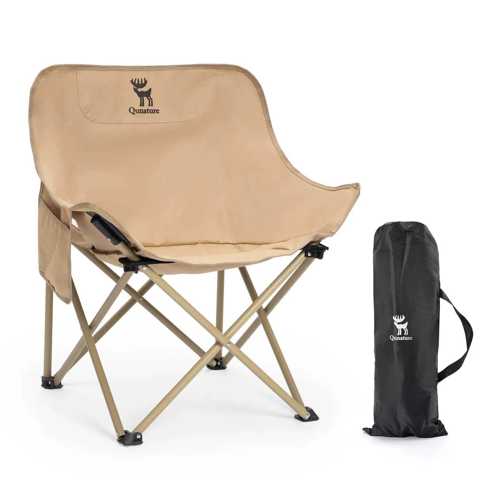 qunature outdoor folding moon chair lightweight camping chair with wide seat and ergonomic support for camping and outdoor use
#Model_Khaki (Adult)