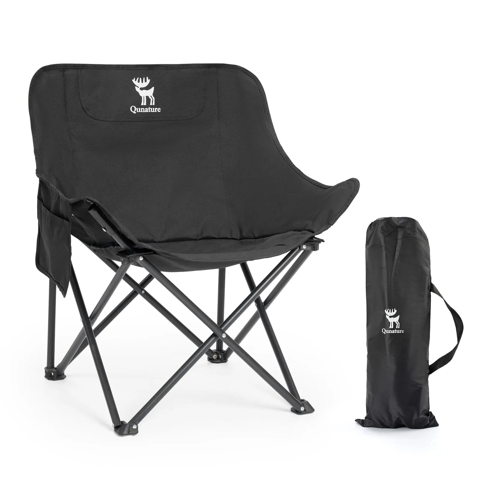 qunature outdoor folding moon chair lightweight camping chair with wide seat and ergonomic support for camping and outdoor use
#Model_Black (Adult)