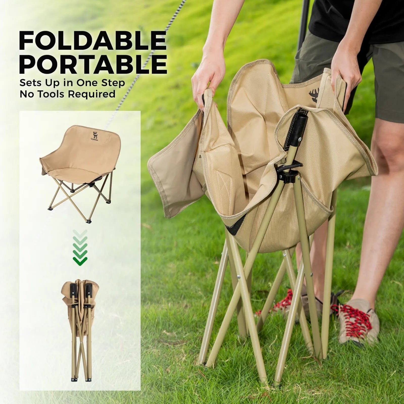 qunature outdoor folding moon chair lightweight camping chair with wide seat and ergonomic support for camping and outdoor use