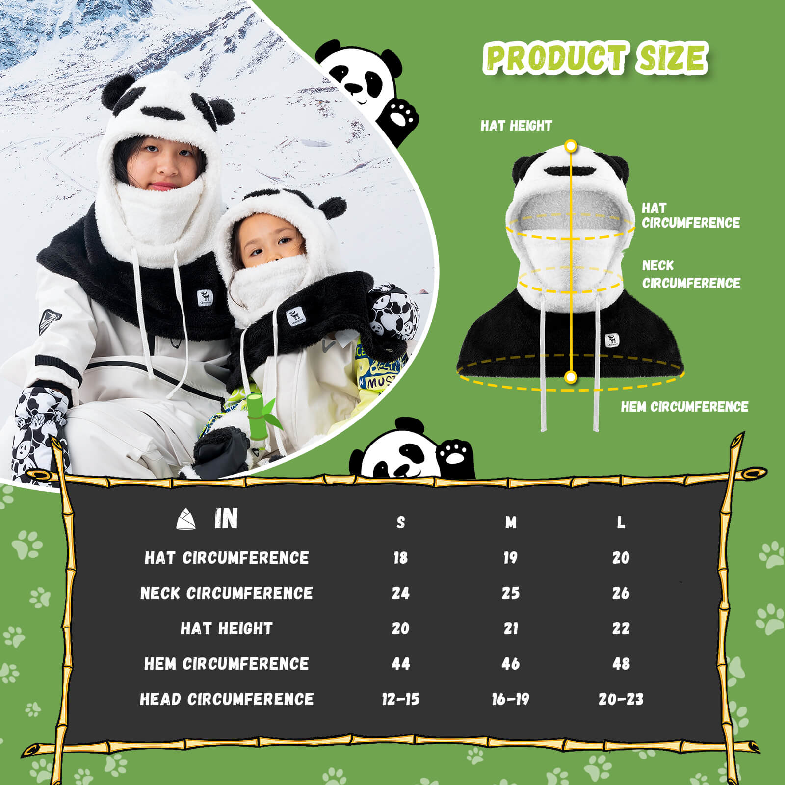 Qunature panda head cover suitable for kids and adults, fun protective helmet accessory