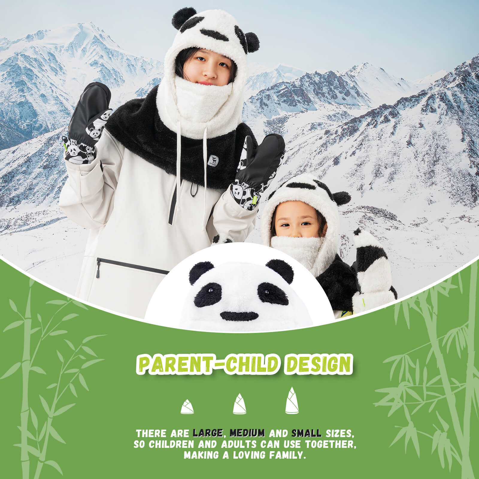 Qunature panda head cover suitable for kids and adults, fun protective helmet accessory