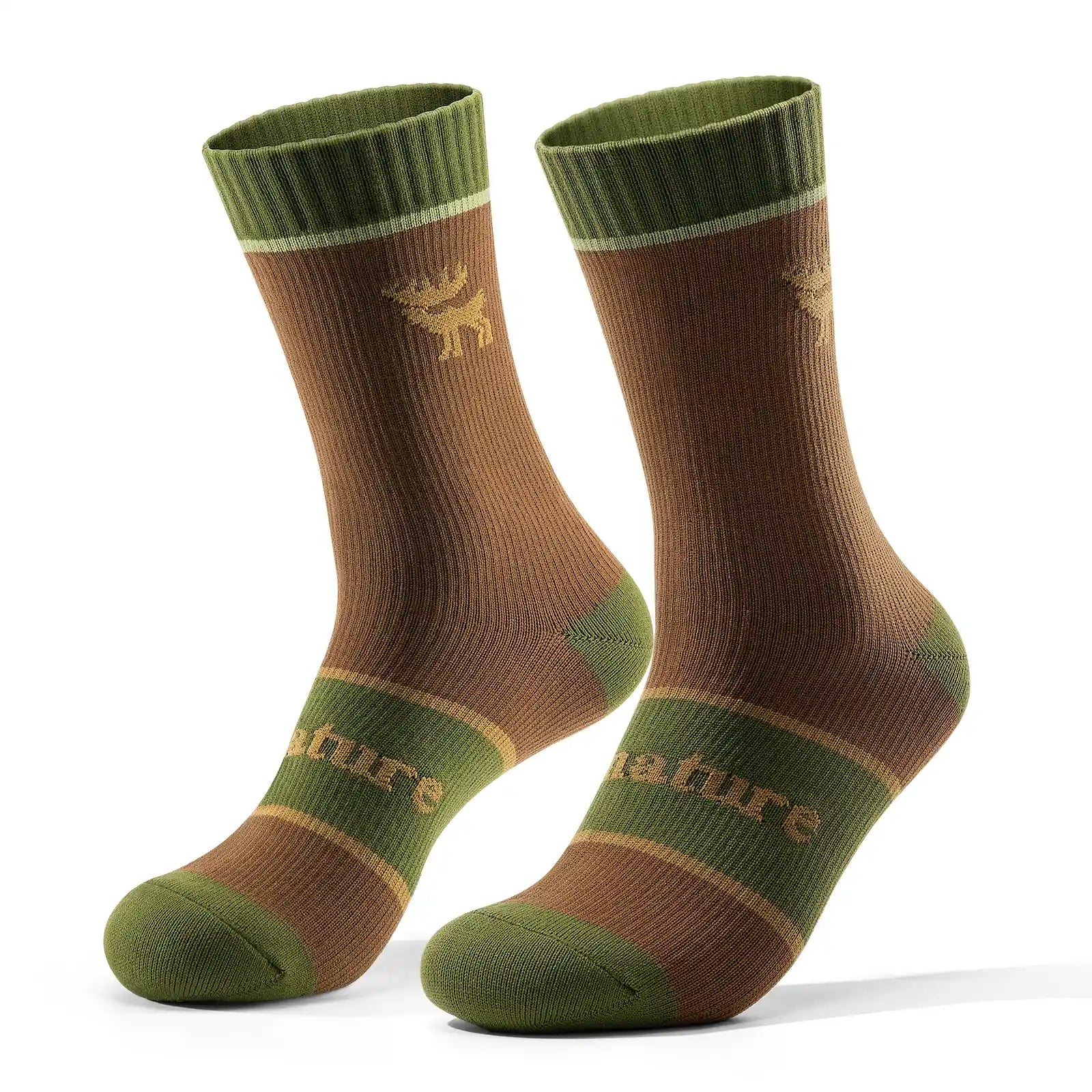 Qunature waterproof cycling and outdoor socks breathable moisture-wicking socks for wet weather riding and hiking
#Color_Khaki
