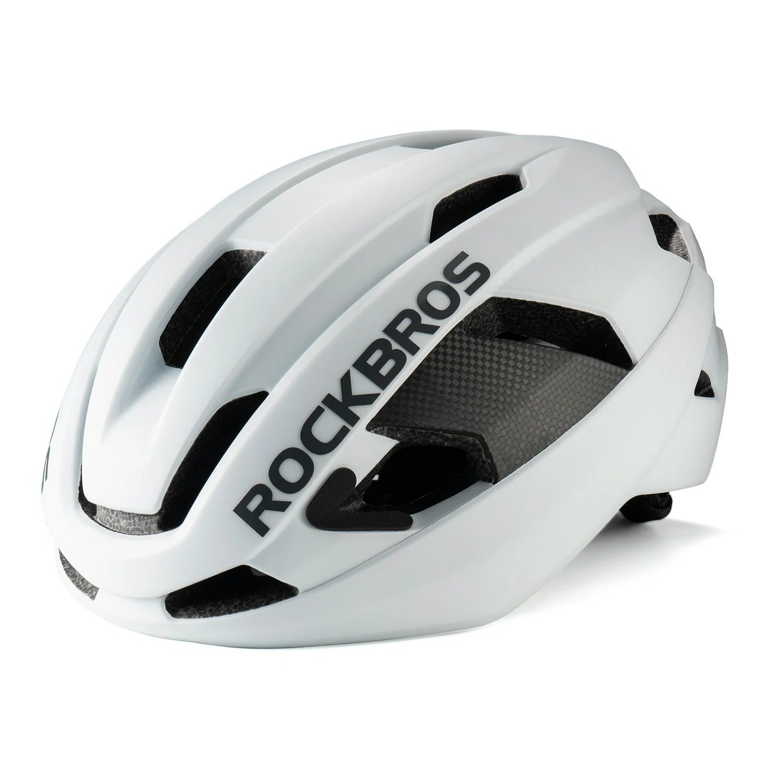 ROCKBROS carbon fiber cycling helmet with lightweight and impact protection
#Color_White