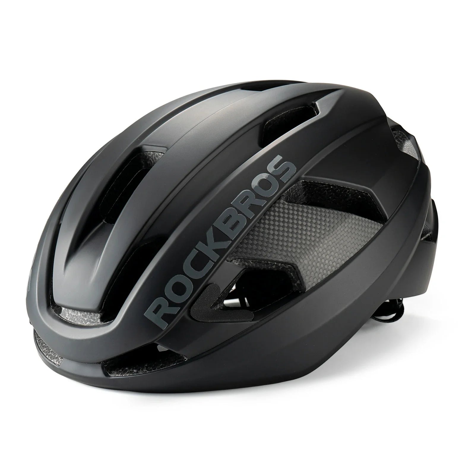 ROCKBROS carbon fiber cycling helmet with lightweight and impact protection
#Color_Black