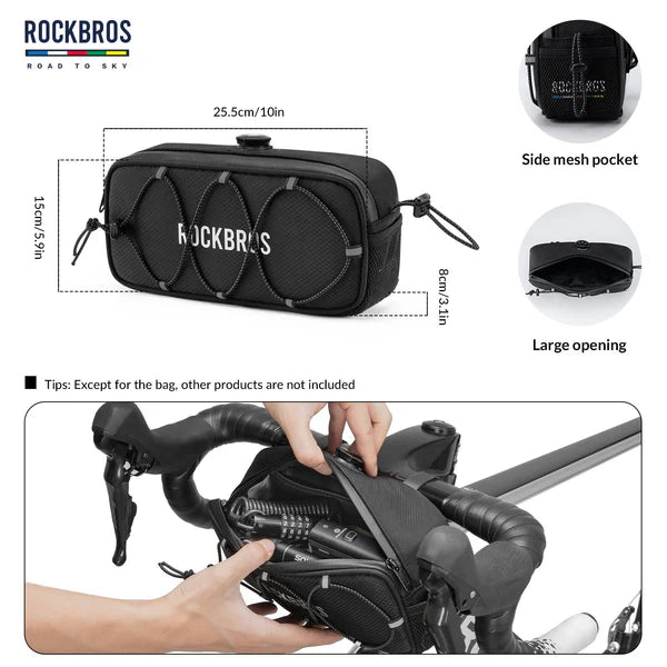 ROAD TO SKY 1.9L Square Bike Handlebar Bag with Knob Lock and EVA Hard Shell
#Color_Black
