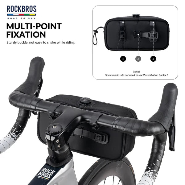 ROAD TO SKY 1.9L Square Bike Handlebar Bag with Knob Lock and EVA Hard Shell
#Color_Black