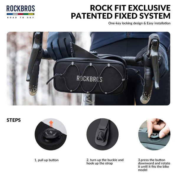 ROAD TO SKY 1.9L Square Bike Handlebar Bag with Knob Lock and EVA Hard Shell
#Color_Black