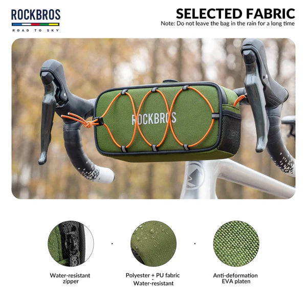 ROAD TO SKY 1.9L Square Bike Handlebar Bag with Knob Lock and EVA Hard Shell
#Color_Green