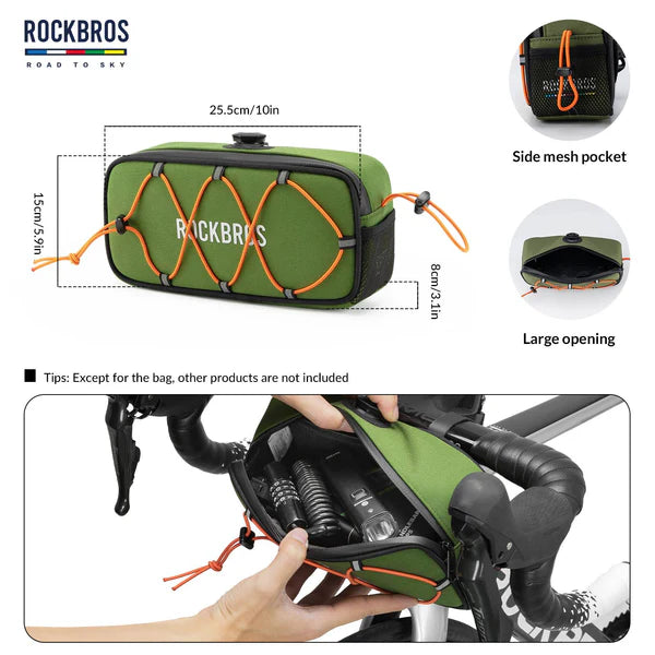 ROAD TO SKY 1.9L Square Bike Handlebar Bag with Knob Lock and EVA Hard Shell
#Color_Green