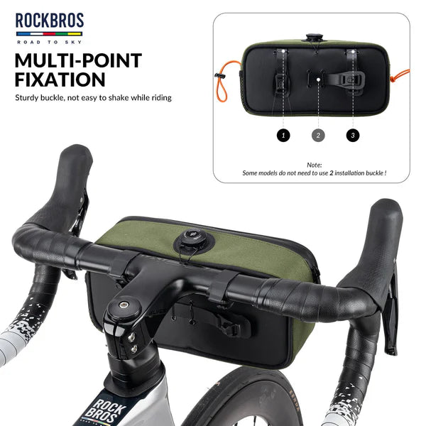 ROAD TO SKY 1.9L Square Bike Handlebar Bag with Knob Lock and EVA Hard Shell
#Color_Green