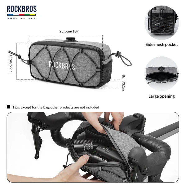 ROAD TO SKY 1.9L Square Bike Handlebar Bag with Knob Lock and EVA Hard Shell
#Color_Grey