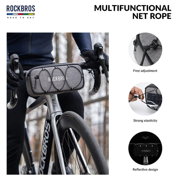 ROAD TO SKY 1.9L Square Bike Handlebar Bag with Knob Lock and EVA Hard Shell
#Color_Grey