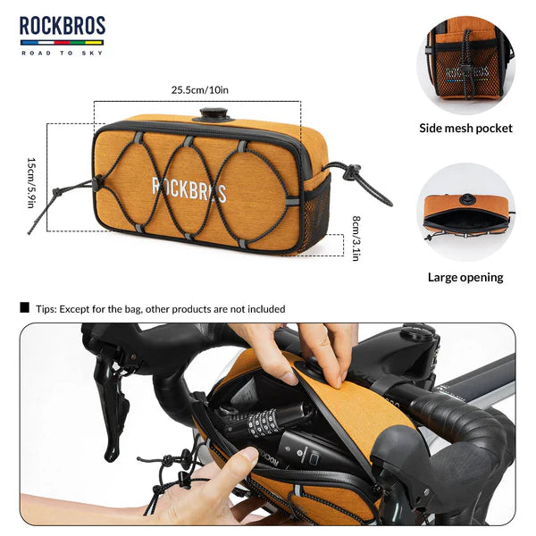 ROAD TO SKY 1.9L Square Bike Handlebar Bag with Knob Lock and EVA Hard Shell
#Color_Orange