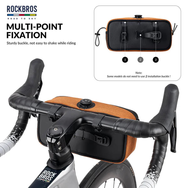 ROAD TO SKY 1.9L Square Bike Handlebar Bag with Knob Lock and EVA Hard Shell
#Color_Orange