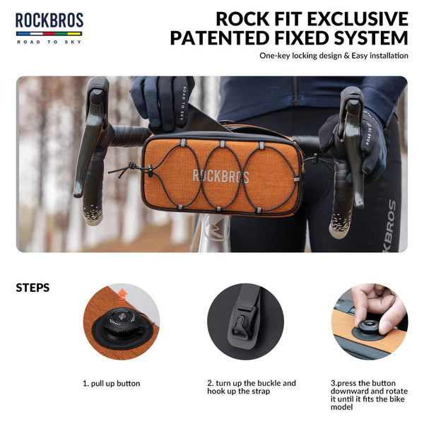 ROAD TO SKY 1.9L Square Bike Handlebar Bag with Knob Lock and EVA Hard Shell
#Color_Orange
