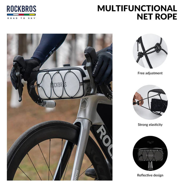 ROAD TO SKY 1.9L Square Bike Handlebar Bag with Knob Lock and EVA Hard Shell
#Color_White