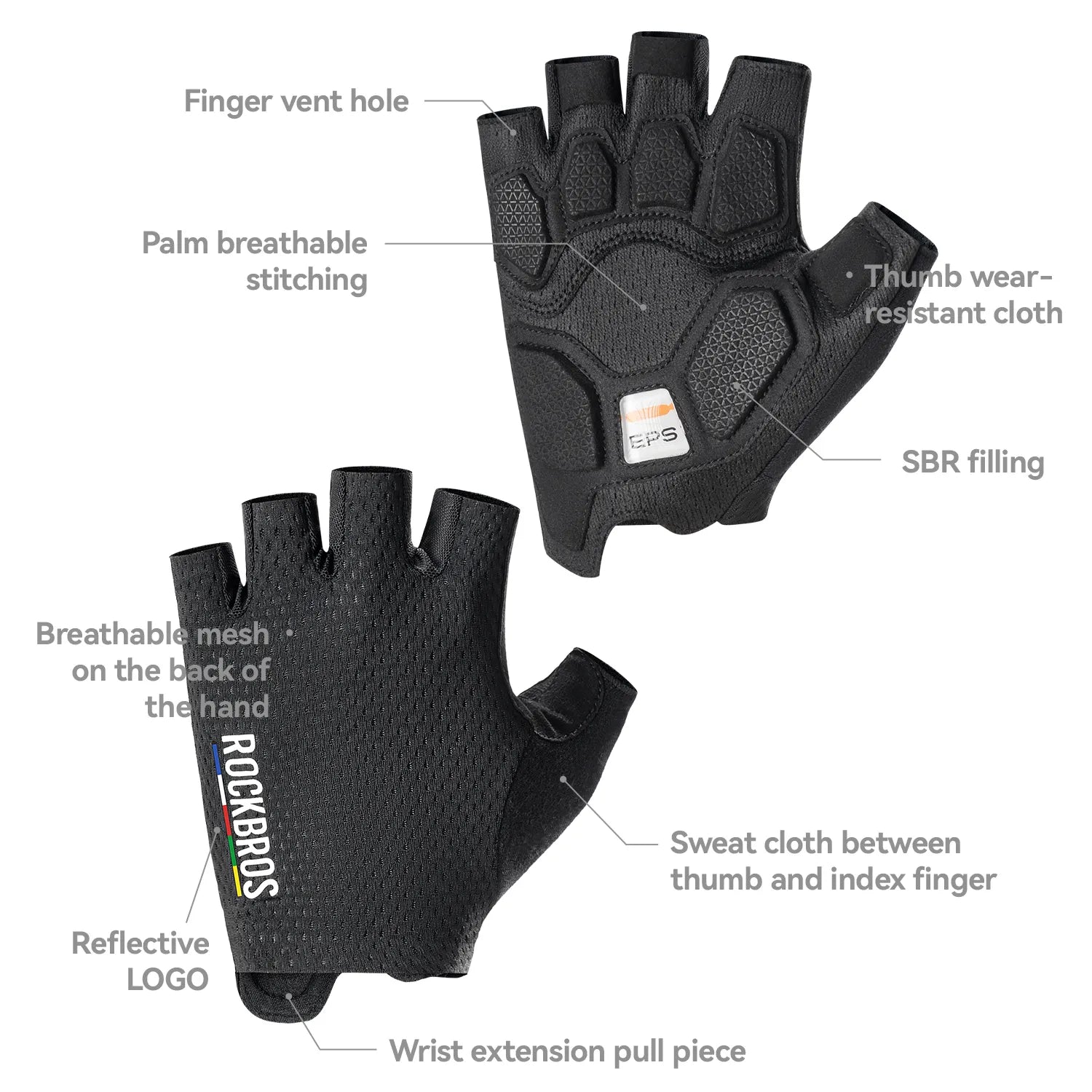 road to sky eps short finger cycling gloves shock absorbing breathable anti-slip for road cycling 