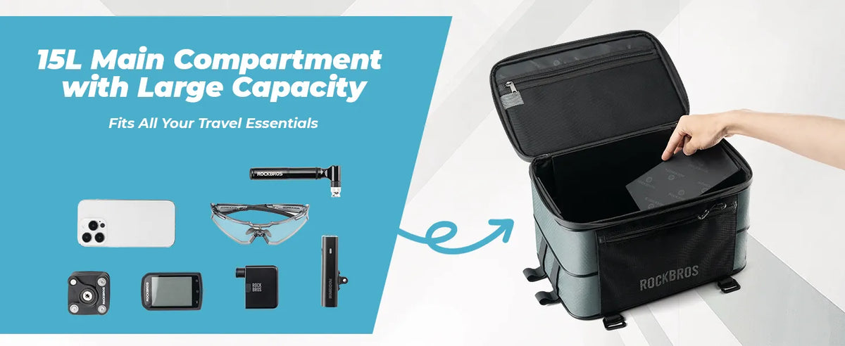 ROAD TO SKY large capacity bike rear rack bag for cycling and commuting