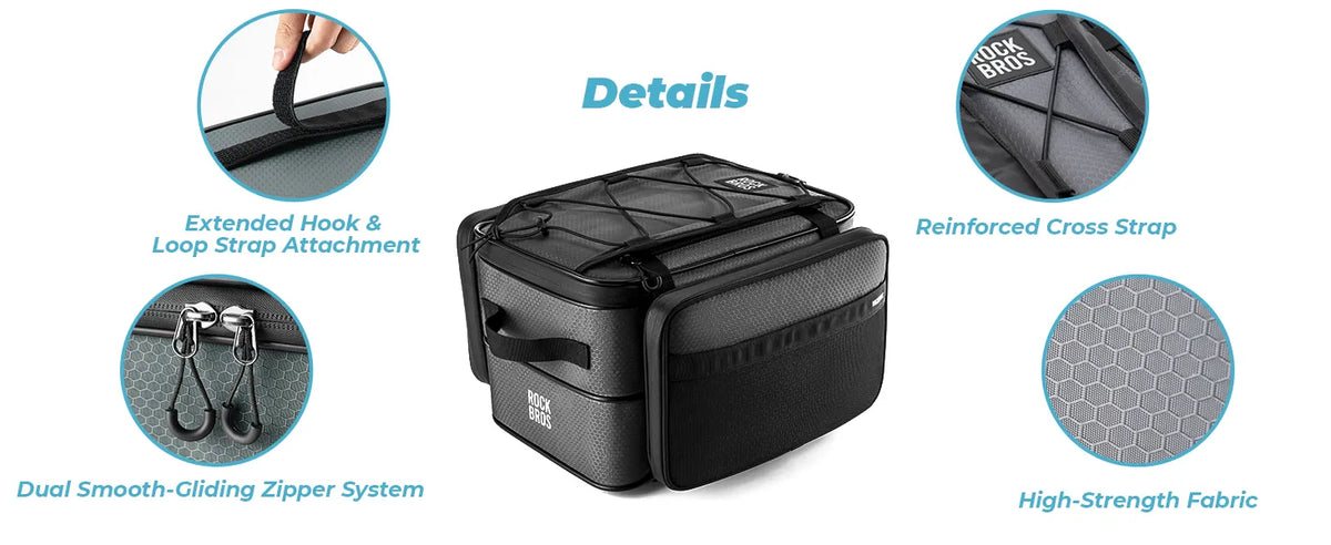 ROAD TO SKY large capacity bike rear rack bag for cycling and commuting