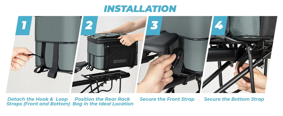 ROAD TO SKY large capacity bike rear rack bag for cycling and commuting