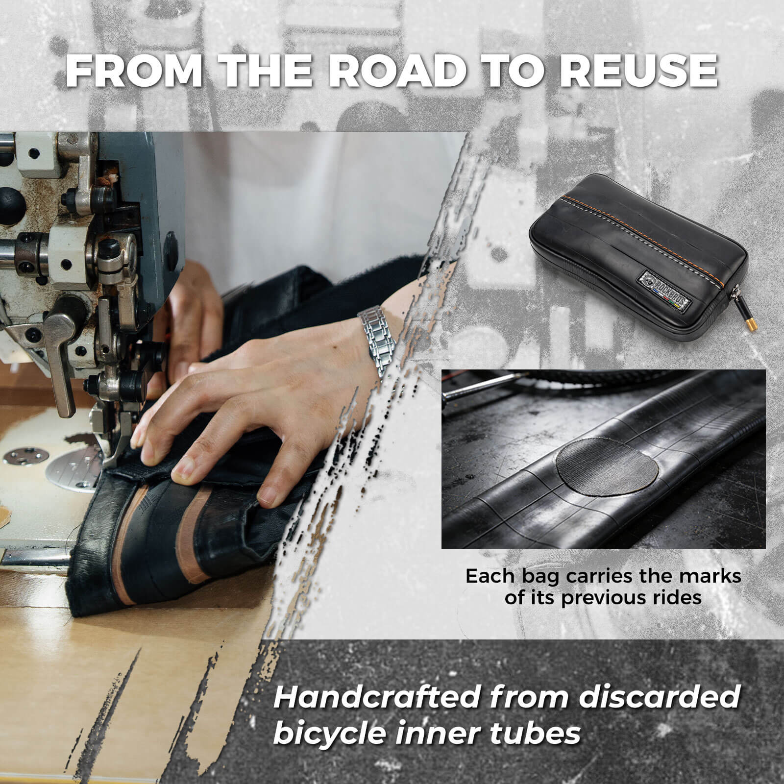 ROAD TO SKY recycled tire bike wallet 0.4L compact waterproof cycling storage pouch made from recycled tire material