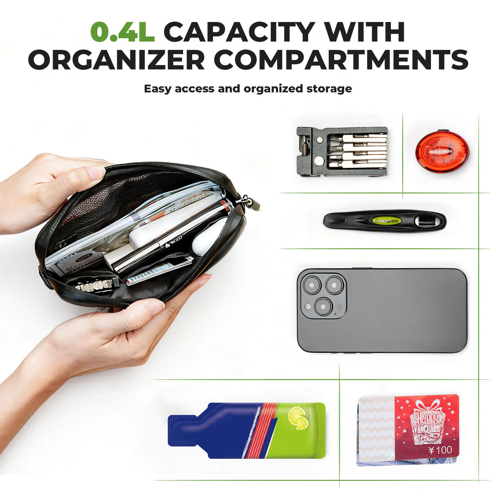 ROAD TO SKY recycled tire bike wallet 0.4L compact waterproof cycling storage pouch made from recycled tire material