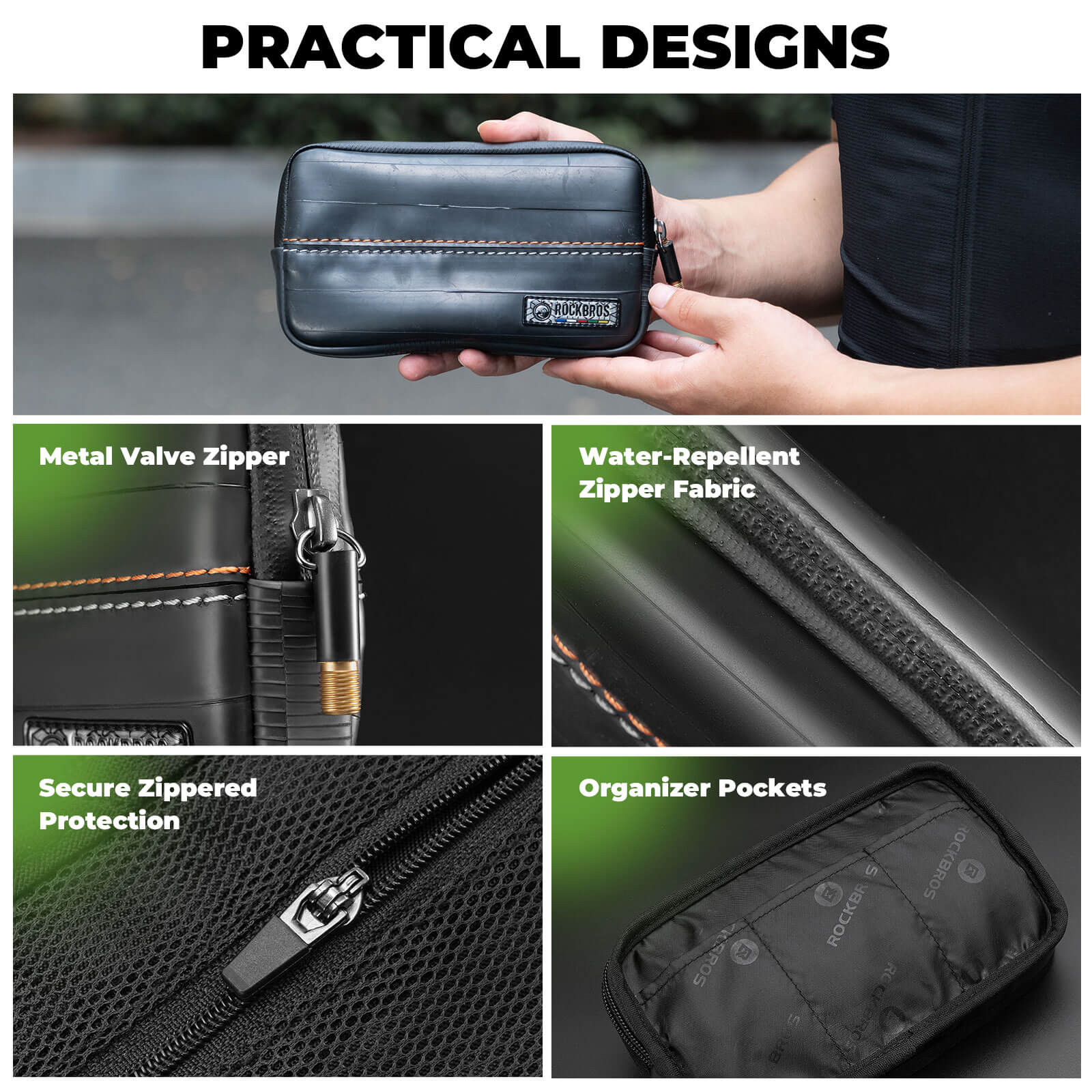 ROAD TO SKY recycled tire bike wallet 0.4L compact waterproof cycling storage pouch made from recycled tire material