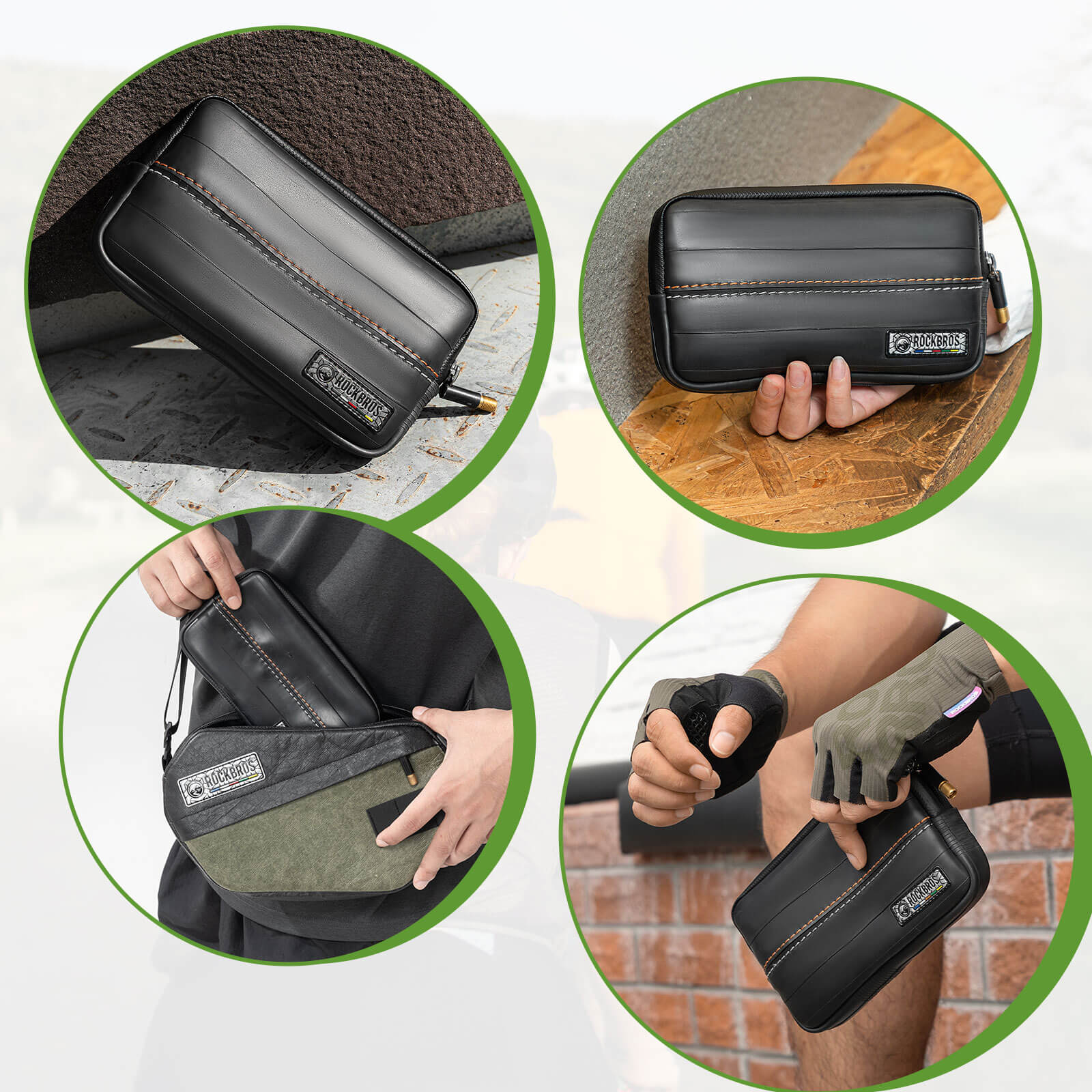 ROAD TO SKY recycled tire bike wallet 0.4L compact waterproof cycling storage pouch made from recycled tire material