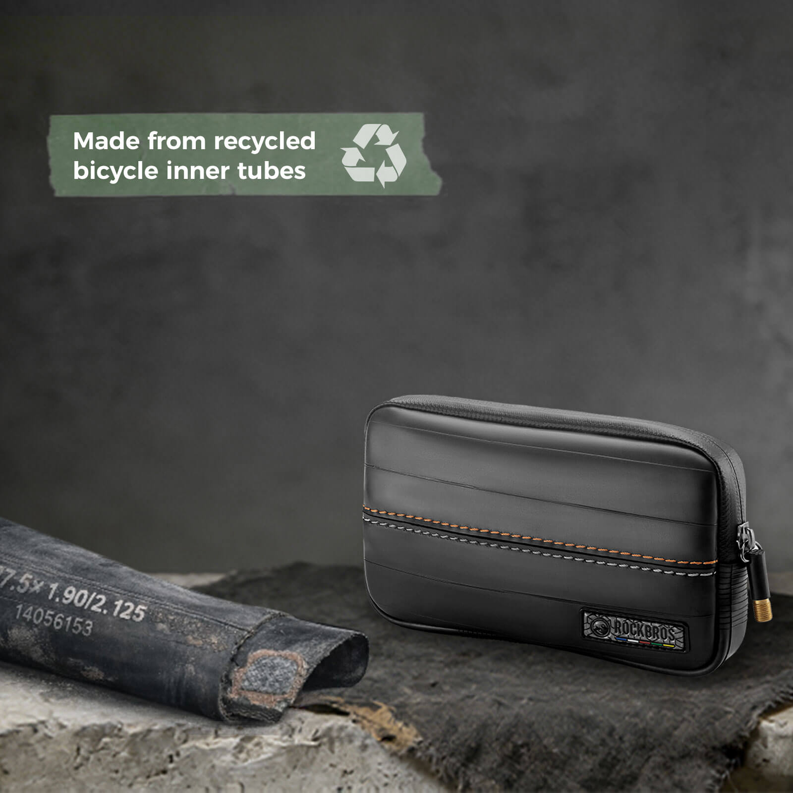 ROAD TO SKY recycled tire bike wallet 0.4L compact waterproof cycling storage pouch made from recycled tire material
