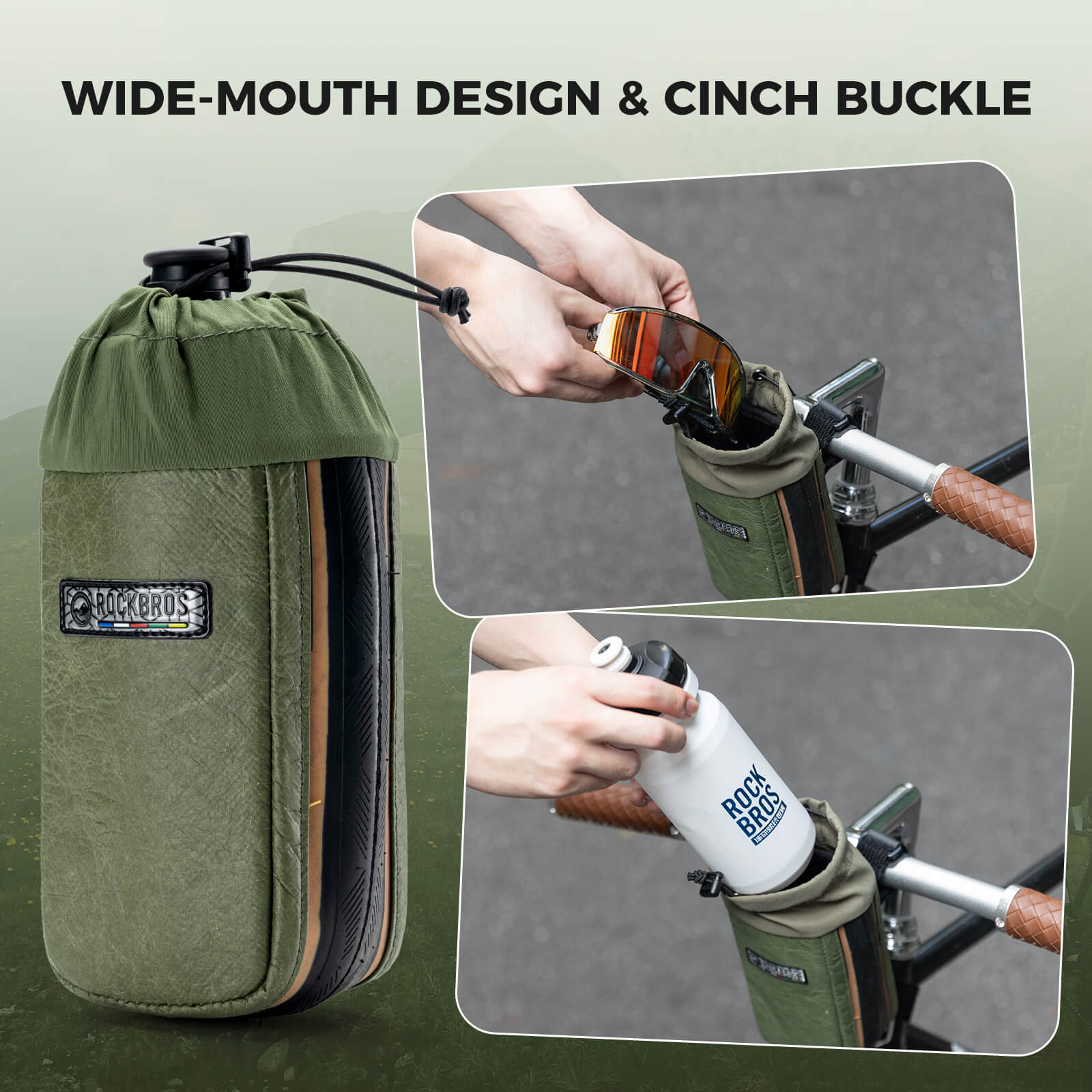 ROAD TO SKY recycled tire bike water bottle bag 0.8L for cycling and bikepacking – ROCKBROS