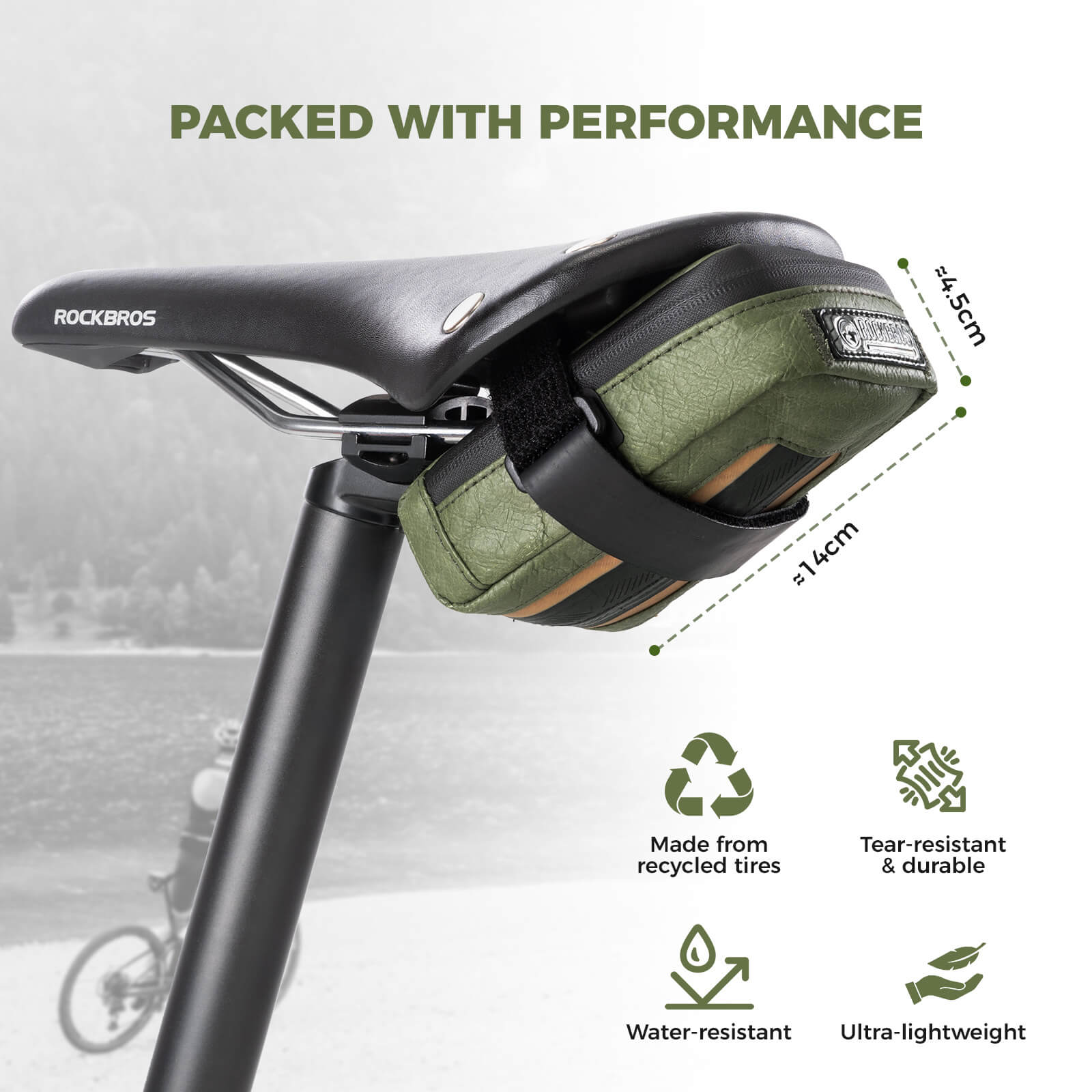 ROAD TO SKY recycled tire mini bike saddle bag 0.4L for cycling and bikepacking – ROCKBROS