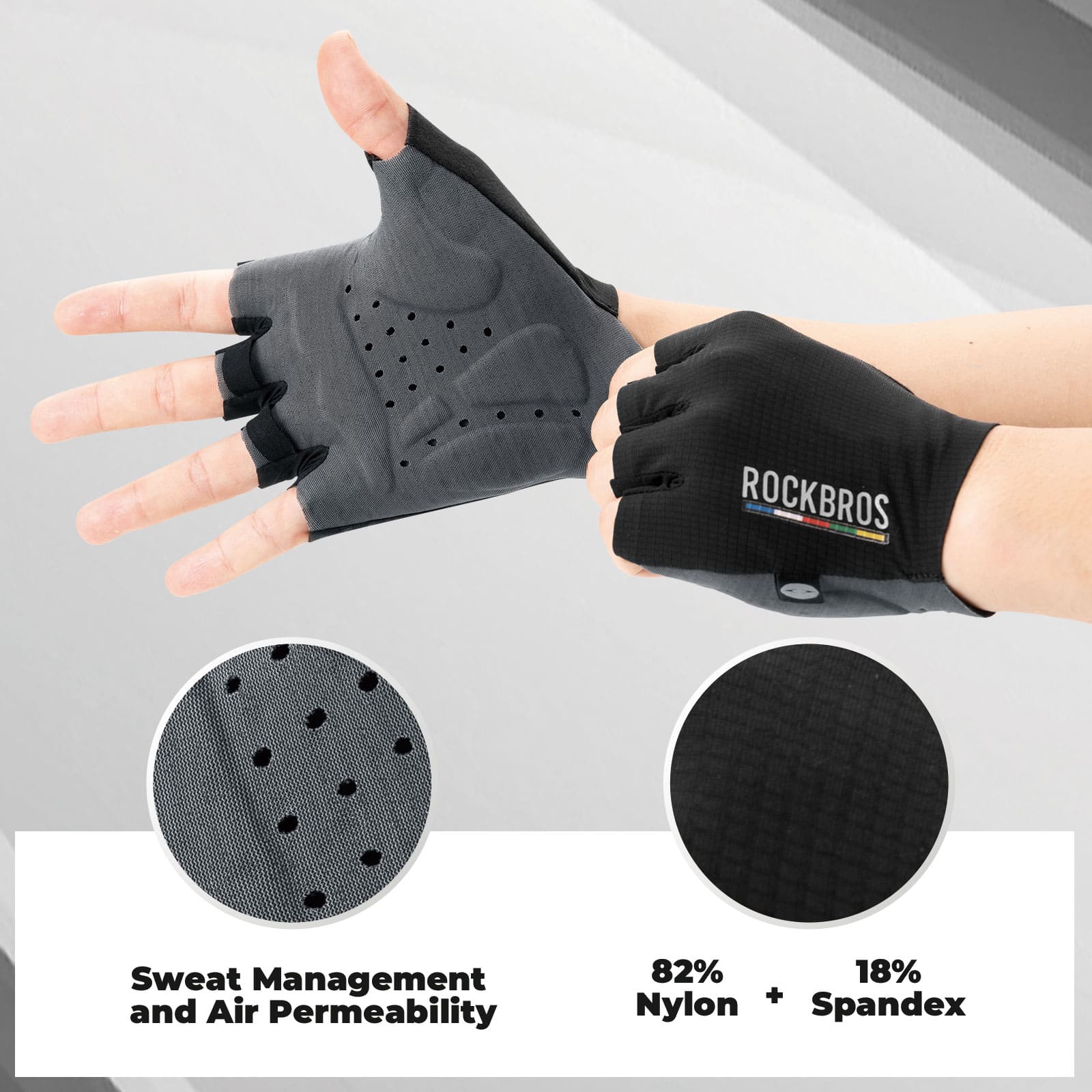 ROCKBROS road to sky short finger mountain cycling gloves shock absorbing anti-slip breathable and outdoor use