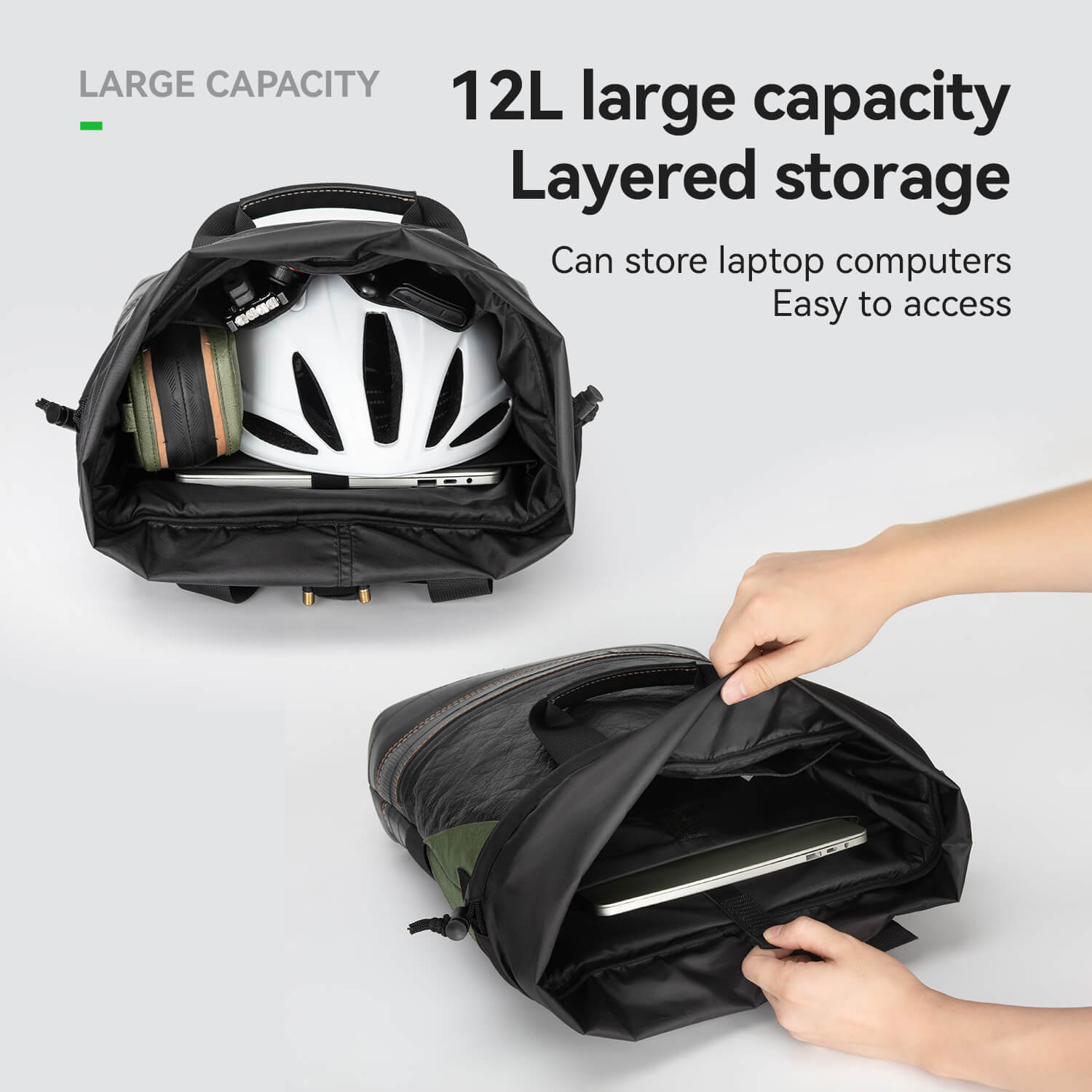 ROAD TO SKY Tyvek Recycled Tire Bike Panniers 12L waterproof eco-friendly bicycle bag for commuting and touring