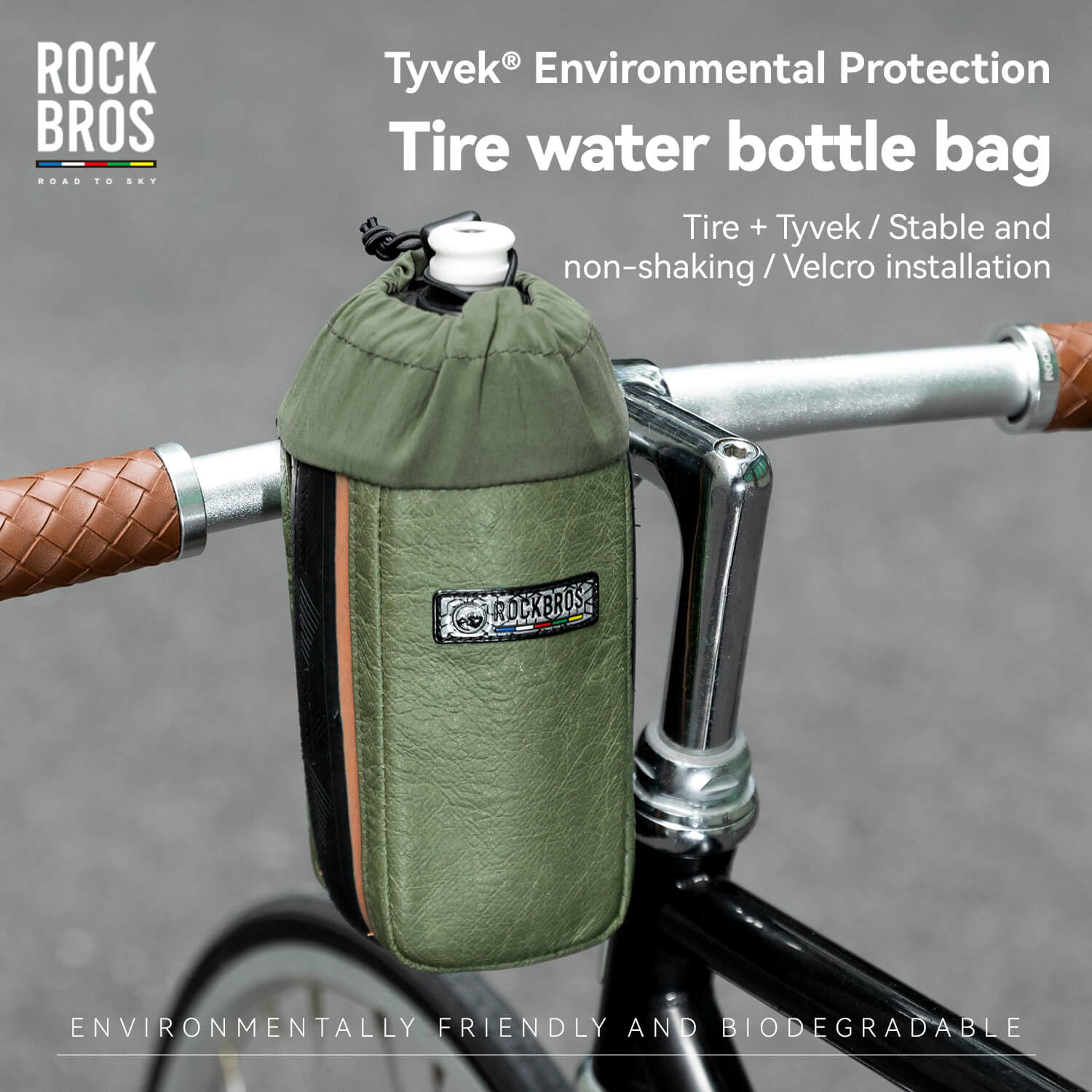 ROAD TO SKY bike water bottle bag mounted on handlebar, lightweight and secure for cycling